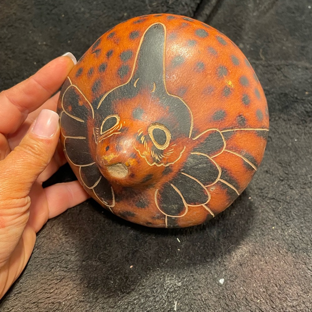 Vintage hand painted gourd, fish